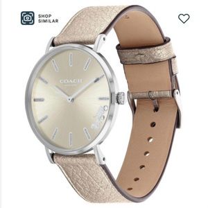 Coach Perry Metallic Leather Strap Watch